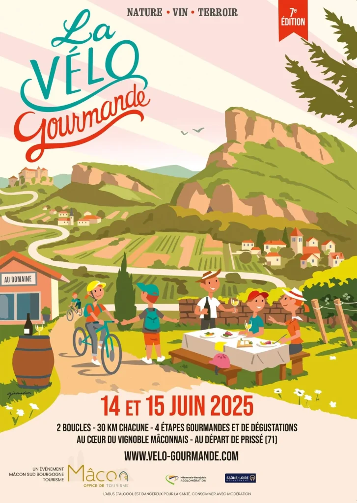 Affiche, 7e édition, La Vélo Gourmande en Sud Bourgogne